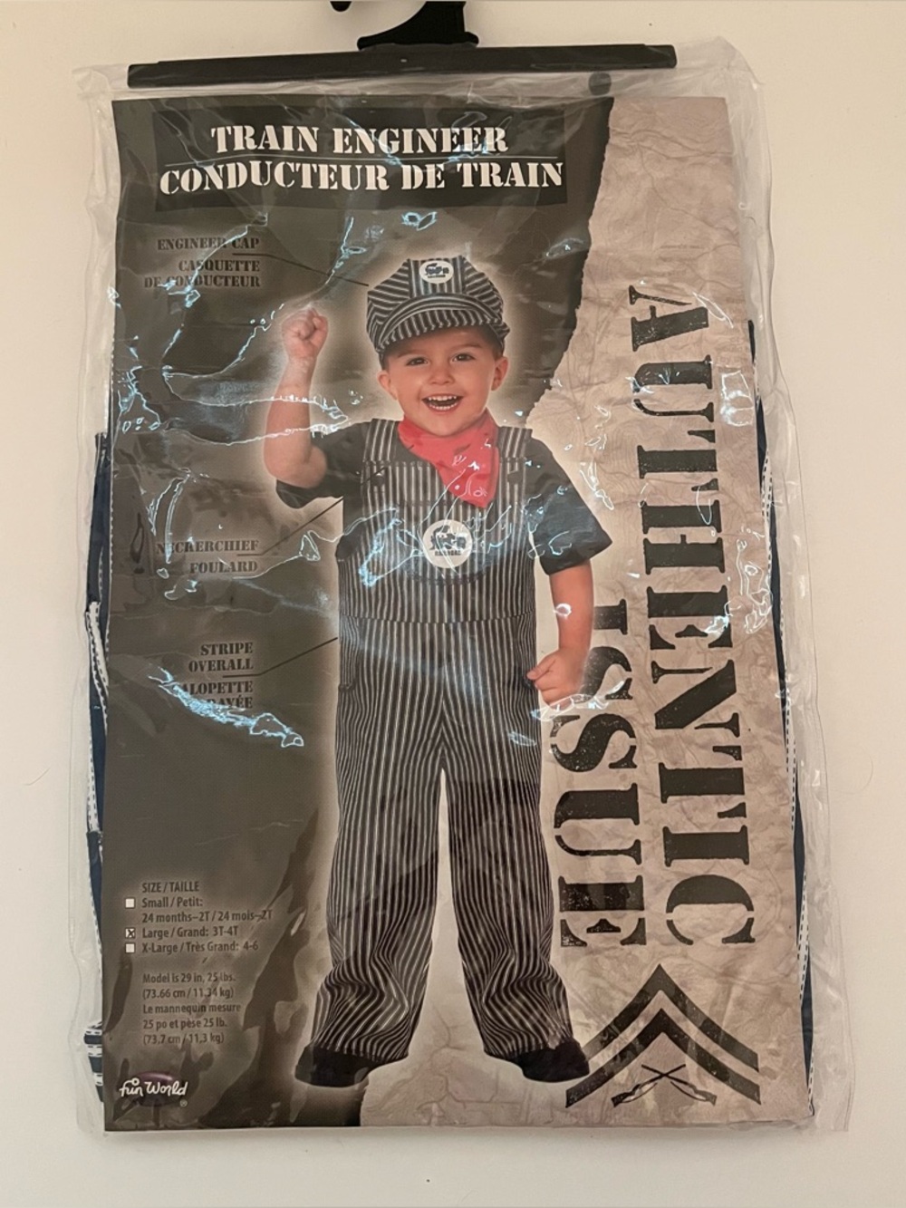Fun World Train Engineer Toddler Costume Size 3T-4T